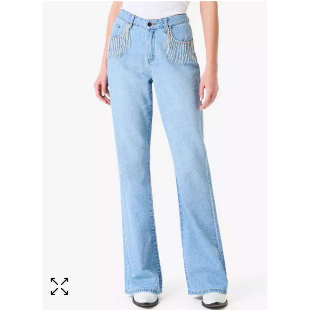 Y2K Ashley Mason Rhinestone Jeans Junior's Kacey Premium 3 Small 28" Blue Light